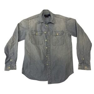 Polo Ralph Lauren Mens Relaxed Fit Denim Shirt Light Wash Eagle Graphic Small